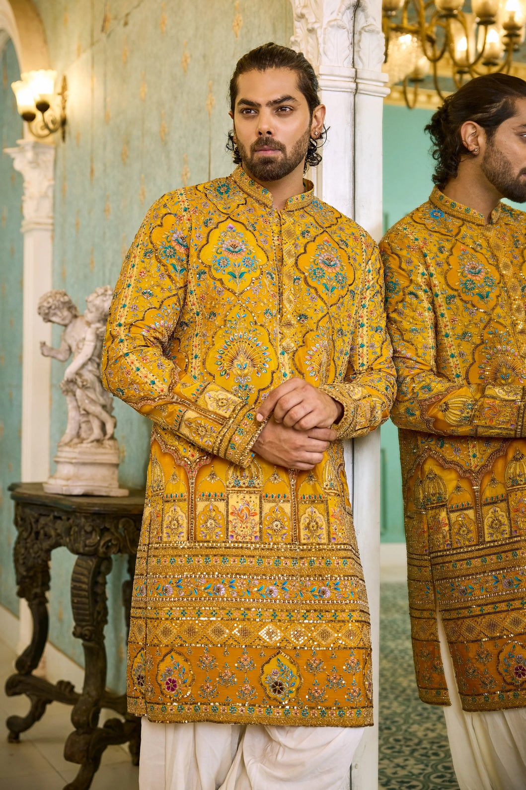 yellow haldi outfit men