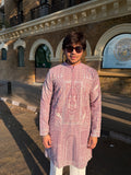 Pastel Pink Embroidered Kurta for Men