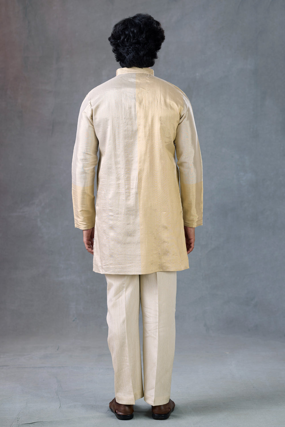 Premium Gold Tissue Festive V Neck Kurta Traditional Outfit