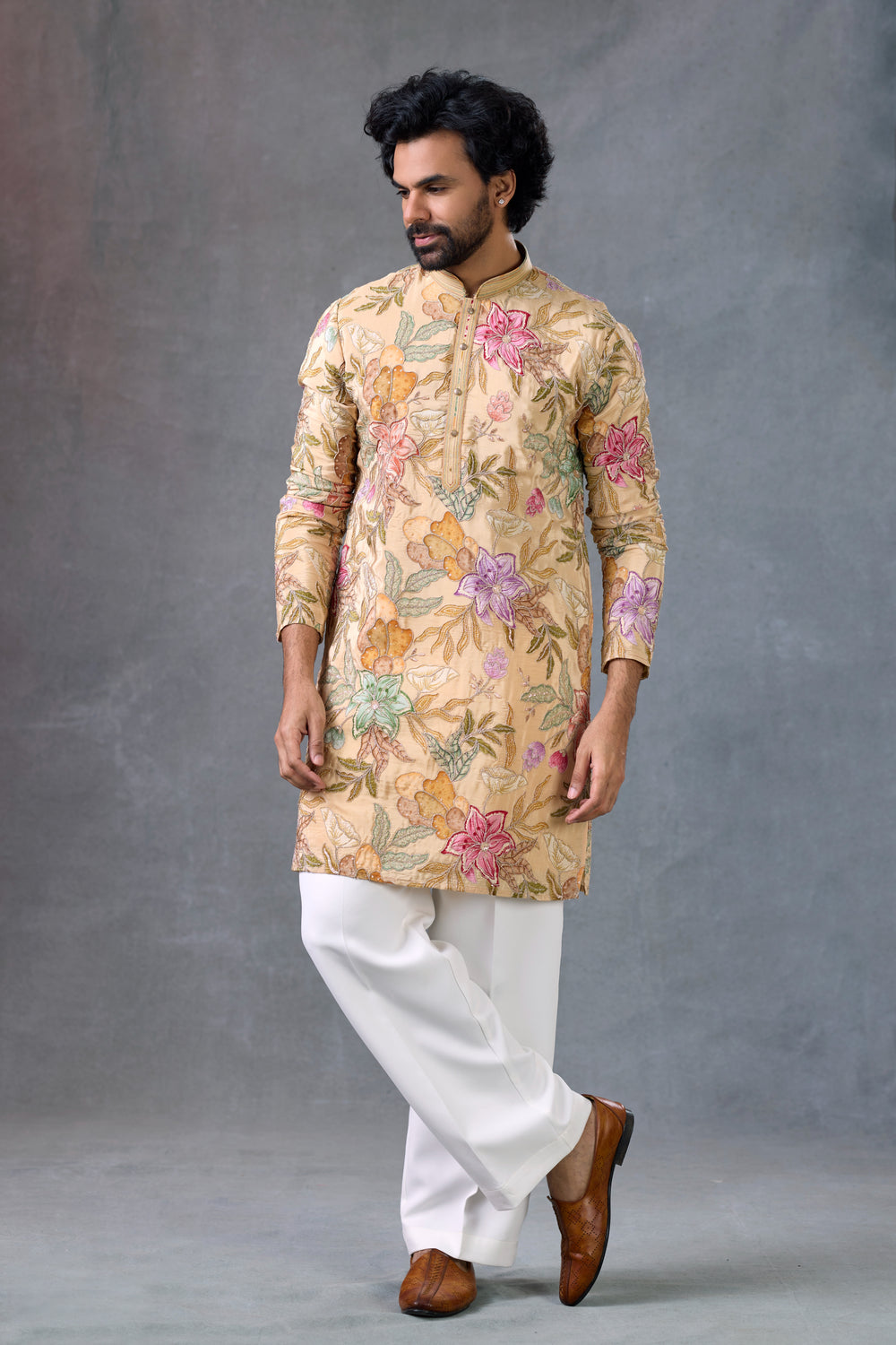 Premium Multicolor Blossom Designer Kurta Wedding Outfit