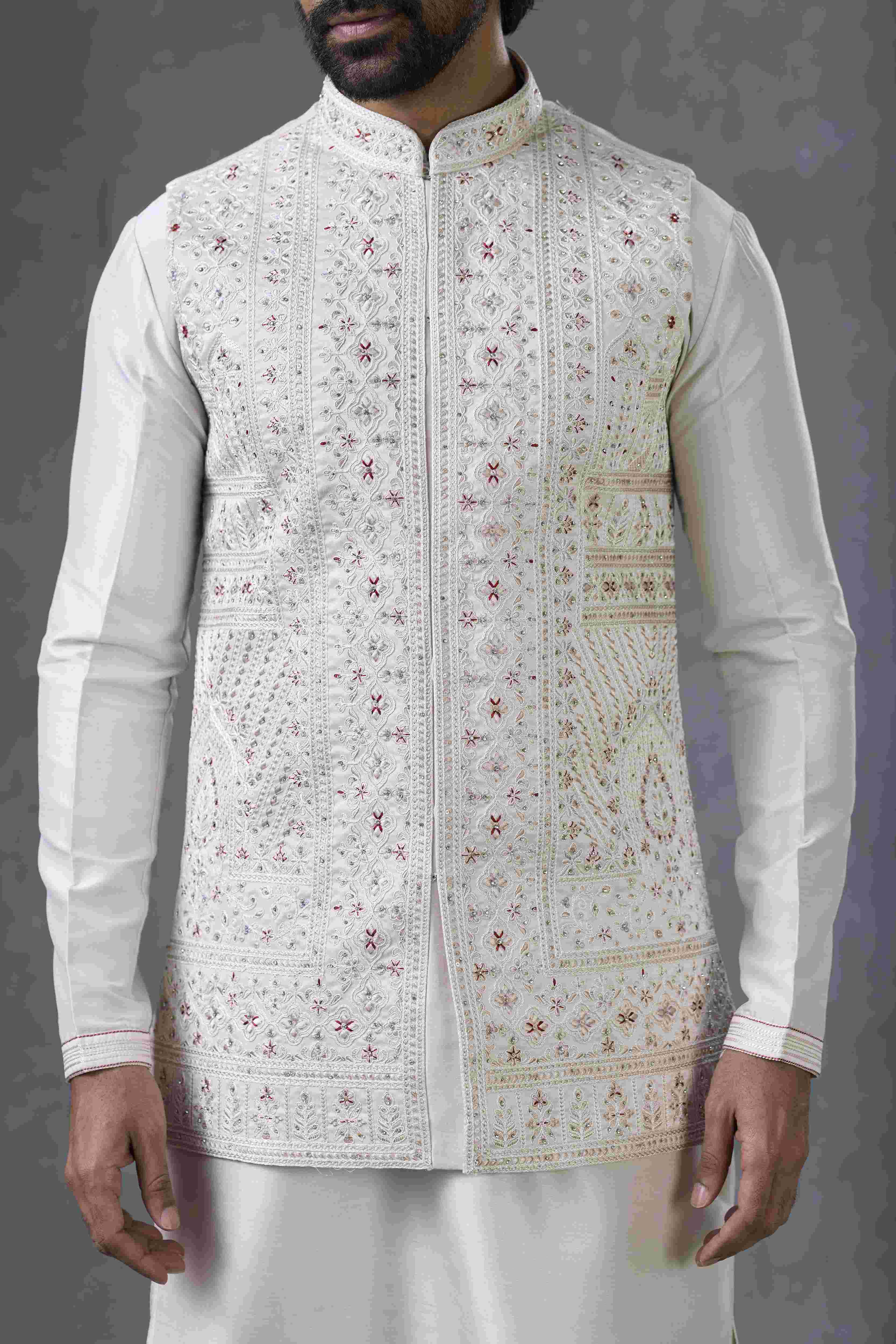 Men Off-White Kurta Set Online