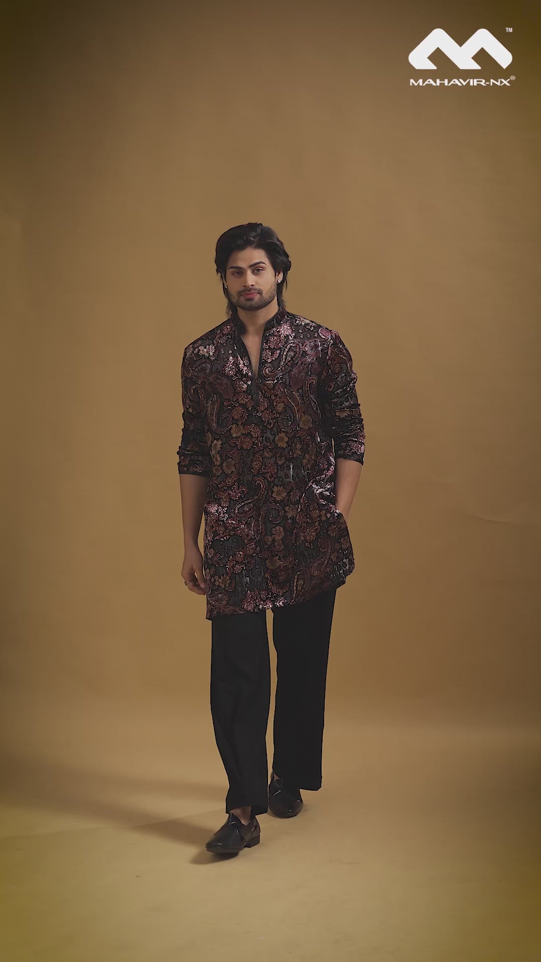Mustard Gold Heritage Embroidered Kurta with Stole