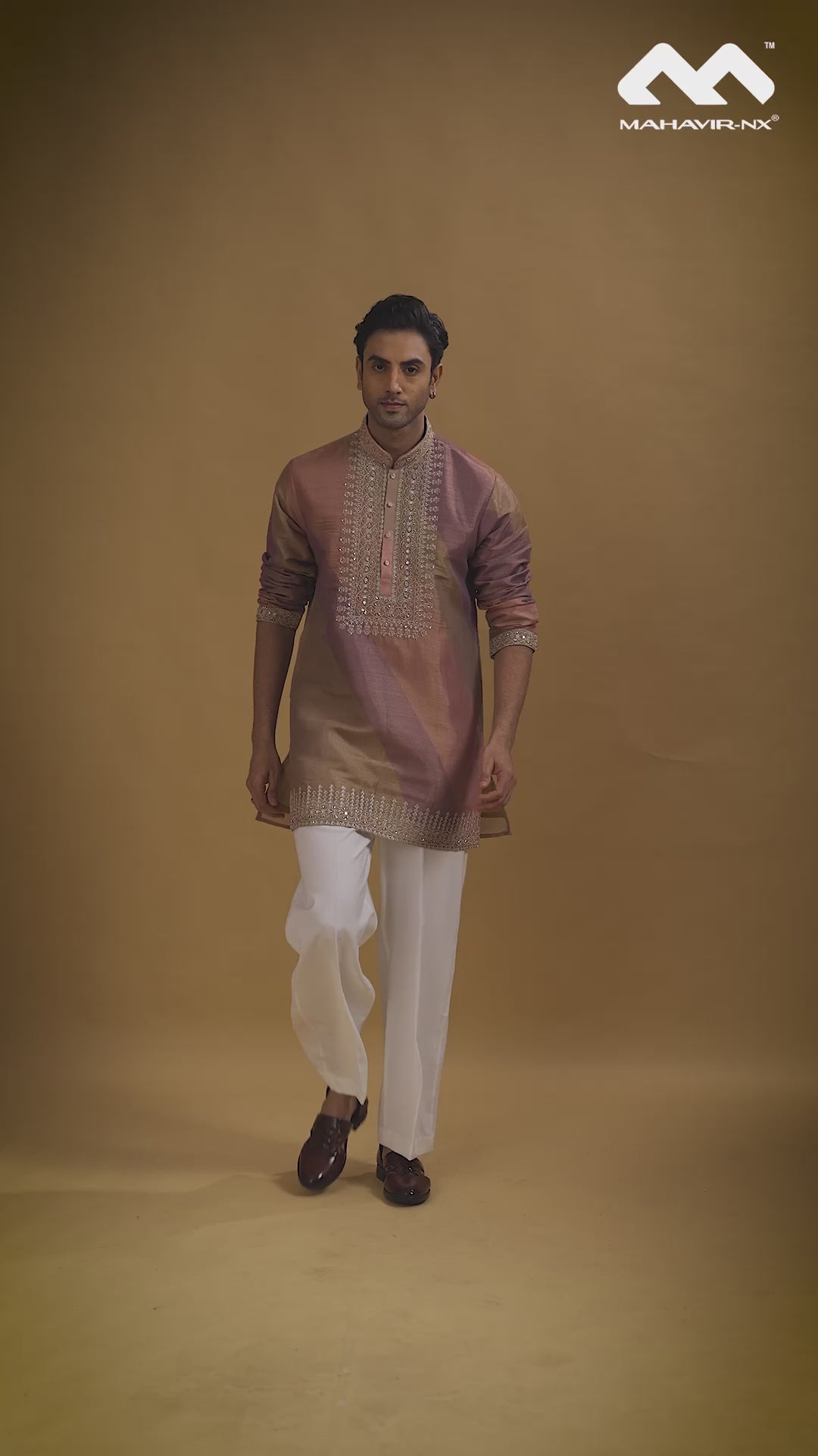 Mustard Gold Heritage Embroidered Kurta with Stole