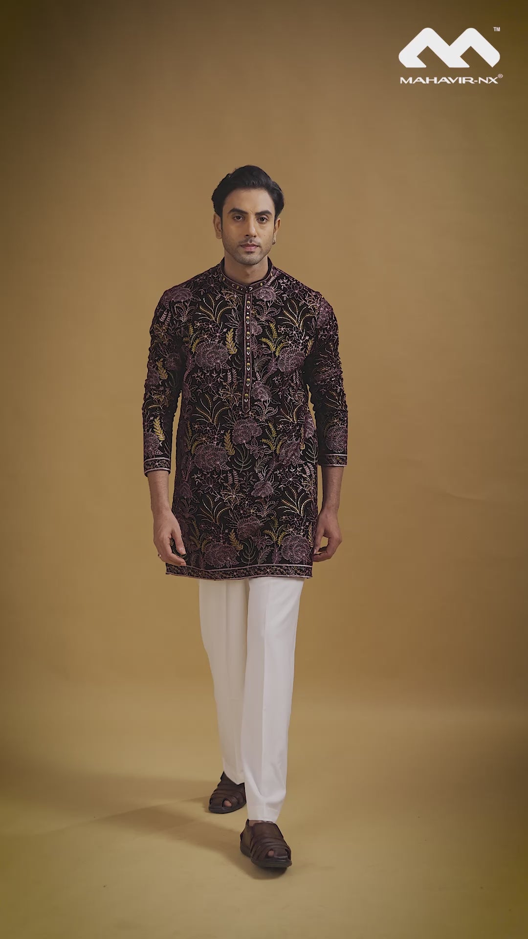 Mustard Gold Heritage Embroidered Kurta with Stole