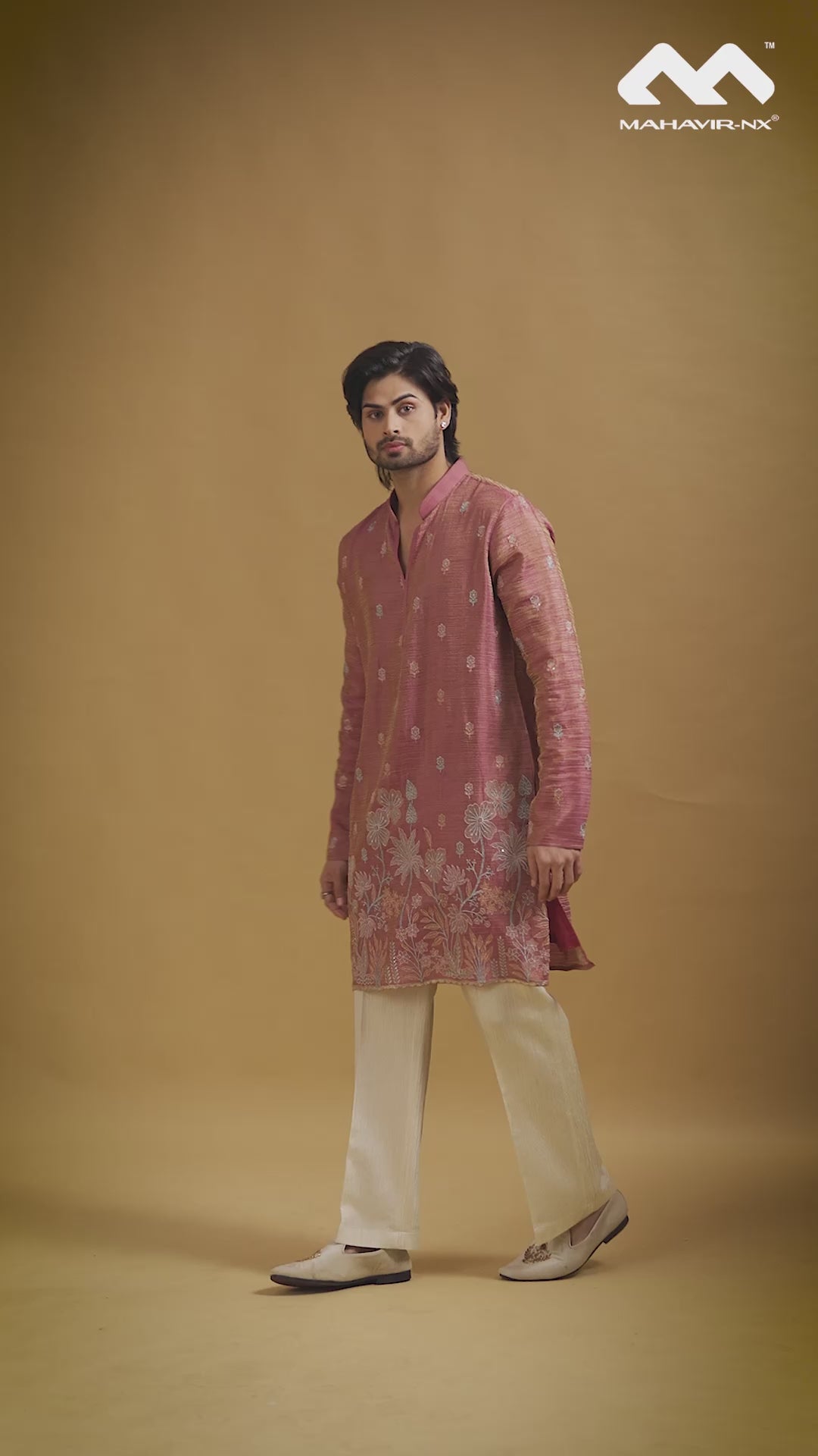 Mustard Gold Heritage Embroidered Kurta with Stole