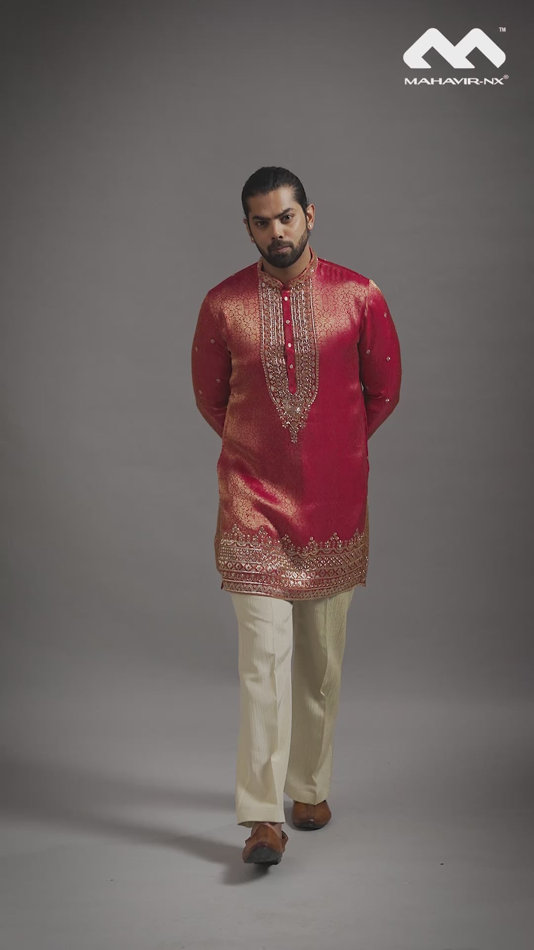 Mustard Gold Heritage Embroidered Kurta with Stole