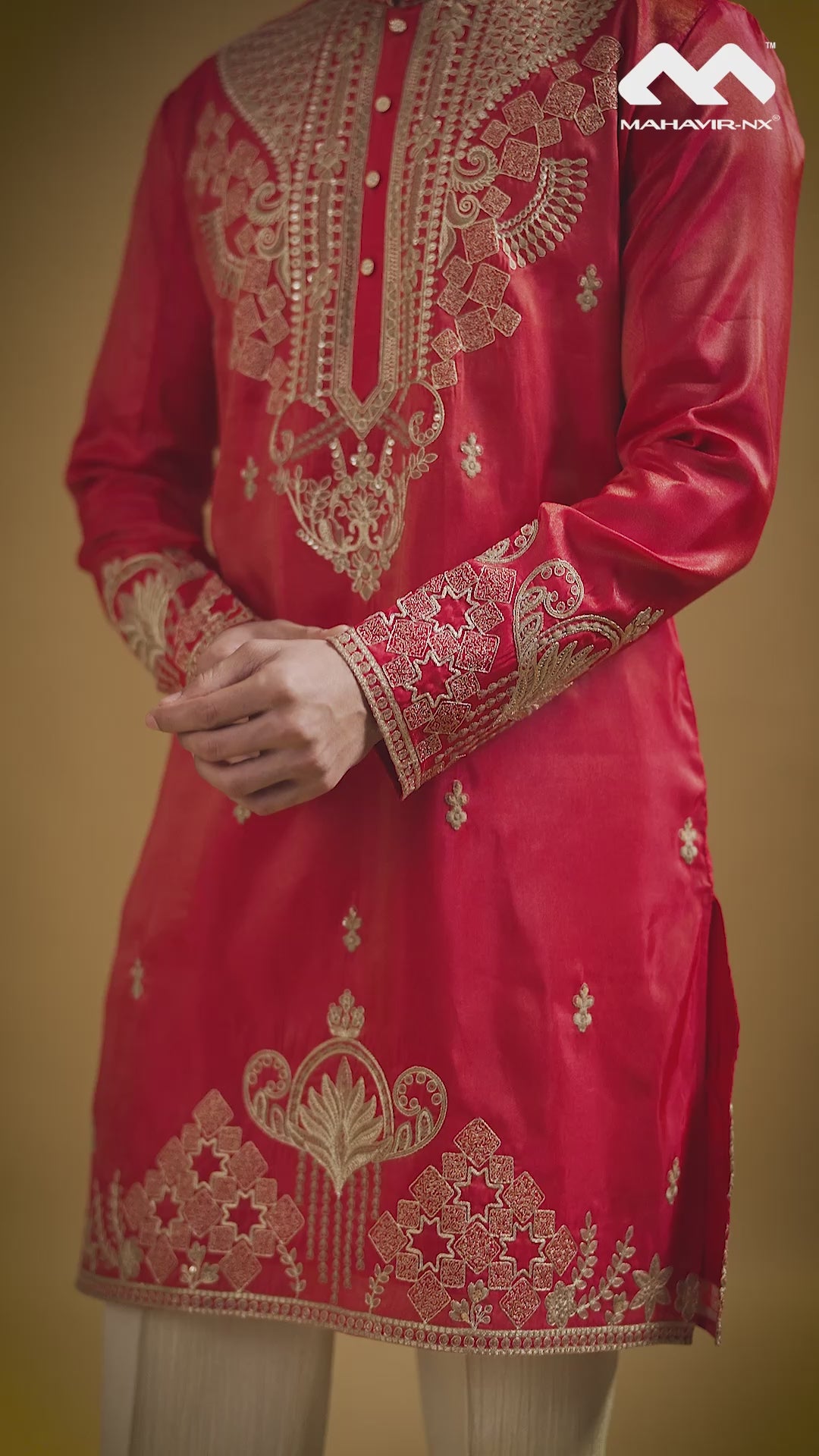 Mustard Gold Heritage Embroidered Kurta with Stole