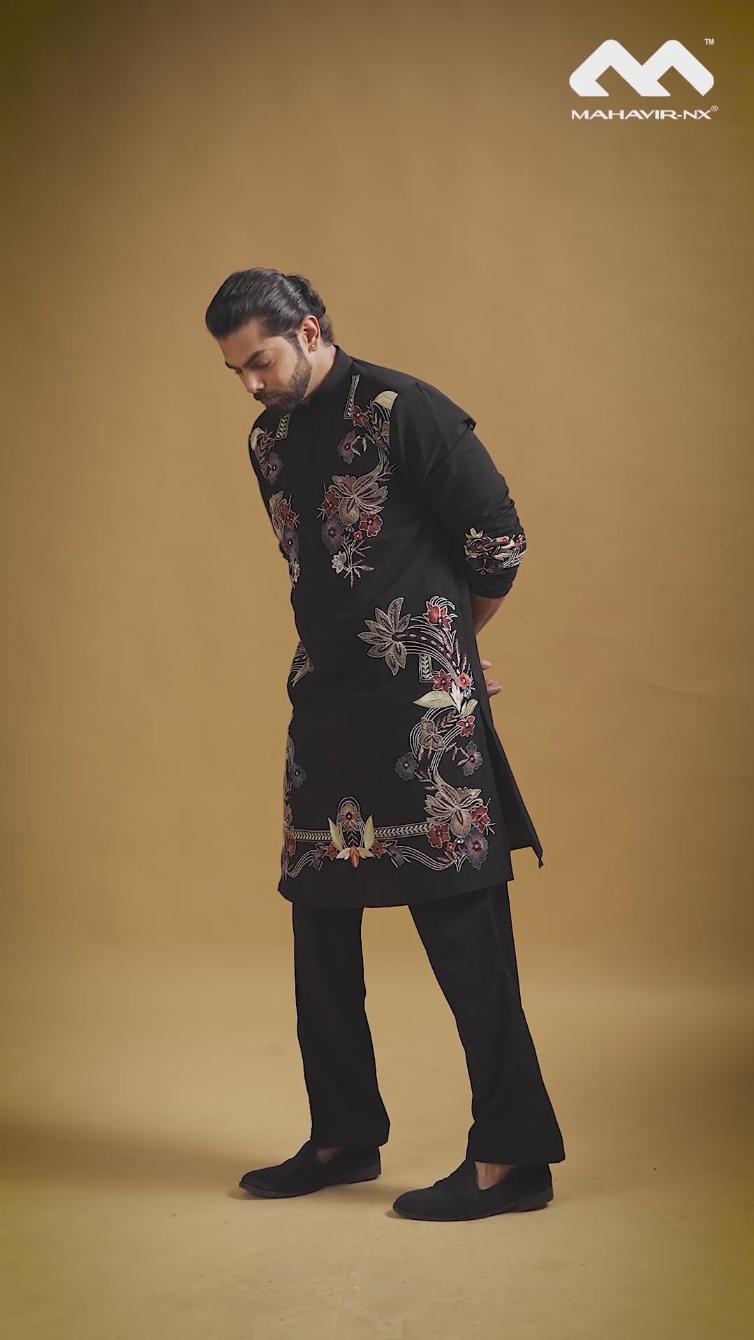 Mustard Gold Heritage Embroidered Kurta with Stole