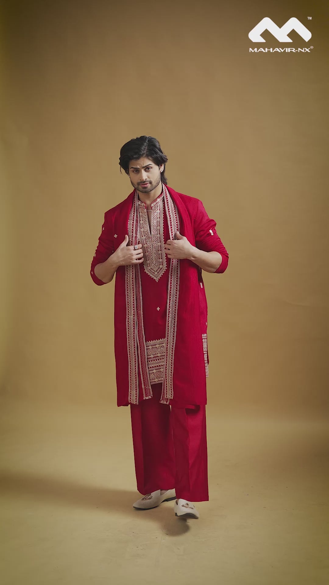 Royal Fuchsia Embroidered Kurta Set with Stole