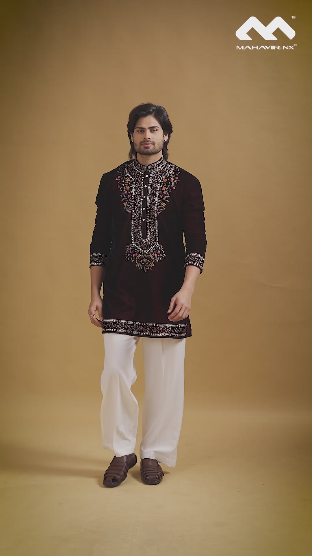 Mustard Gold Heritage Embroidered Kurta with Stole