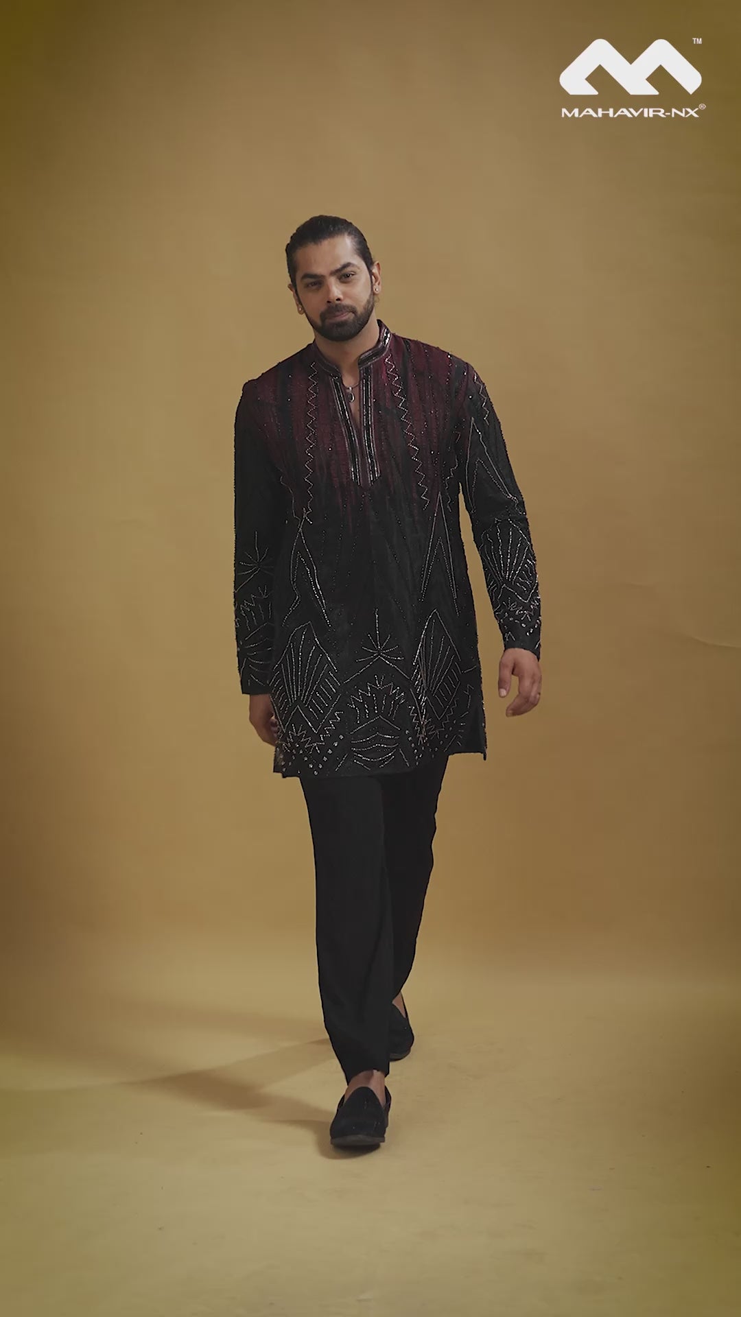 Midnight Maroon Geometric Embroidered Kurta Set