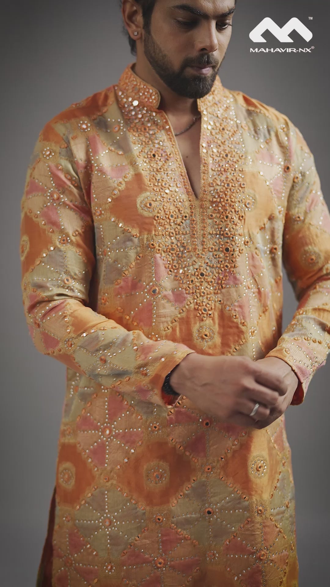 Mustard Gold Heritage Embroidered Kurta with Stole