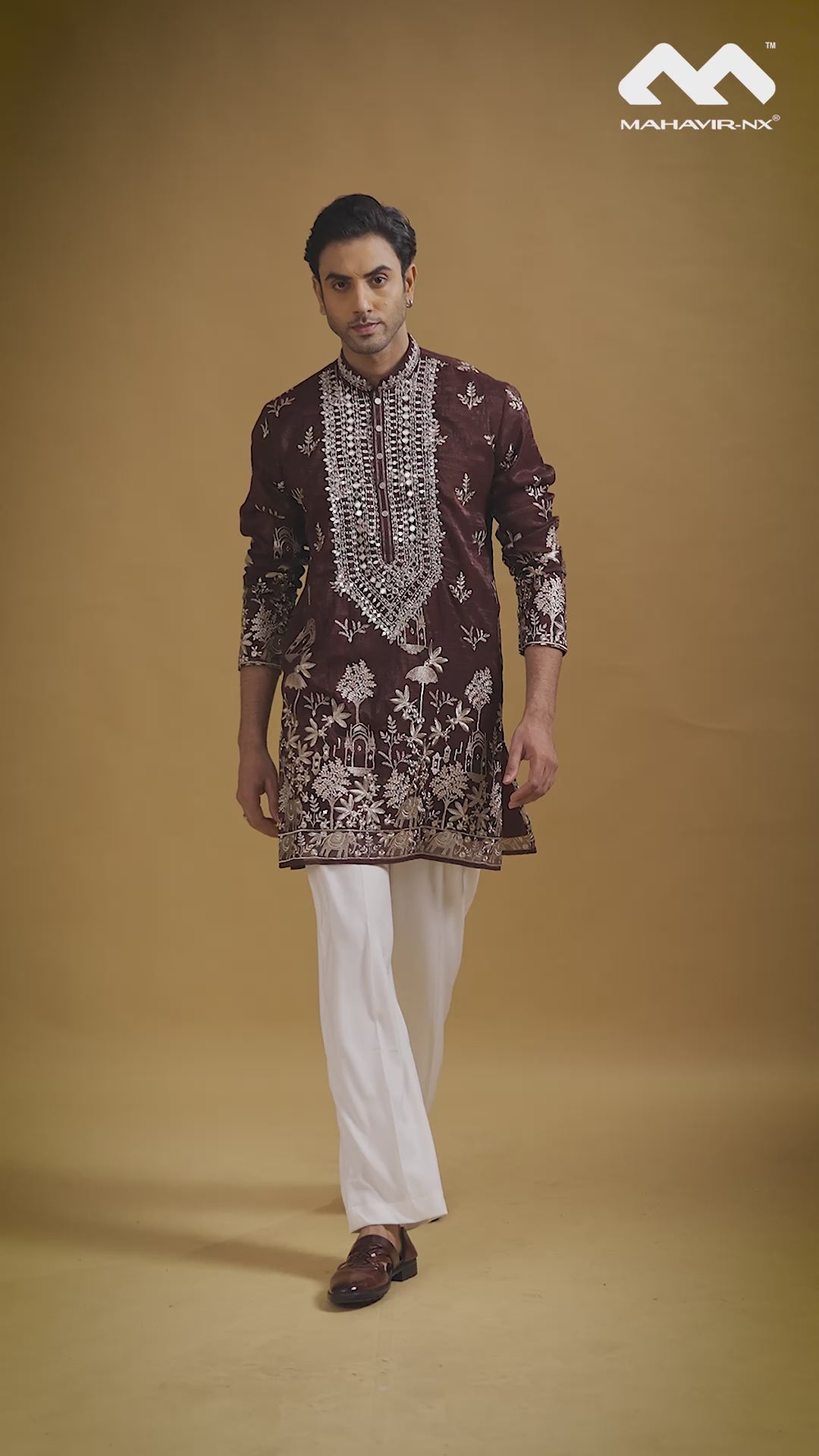 Royal Burgundy Gardenia Embroidered Kurta Set