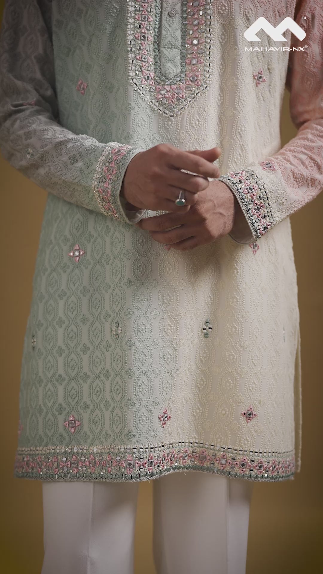 Mustard Gold Heritage Embroidered Kurta with Stole