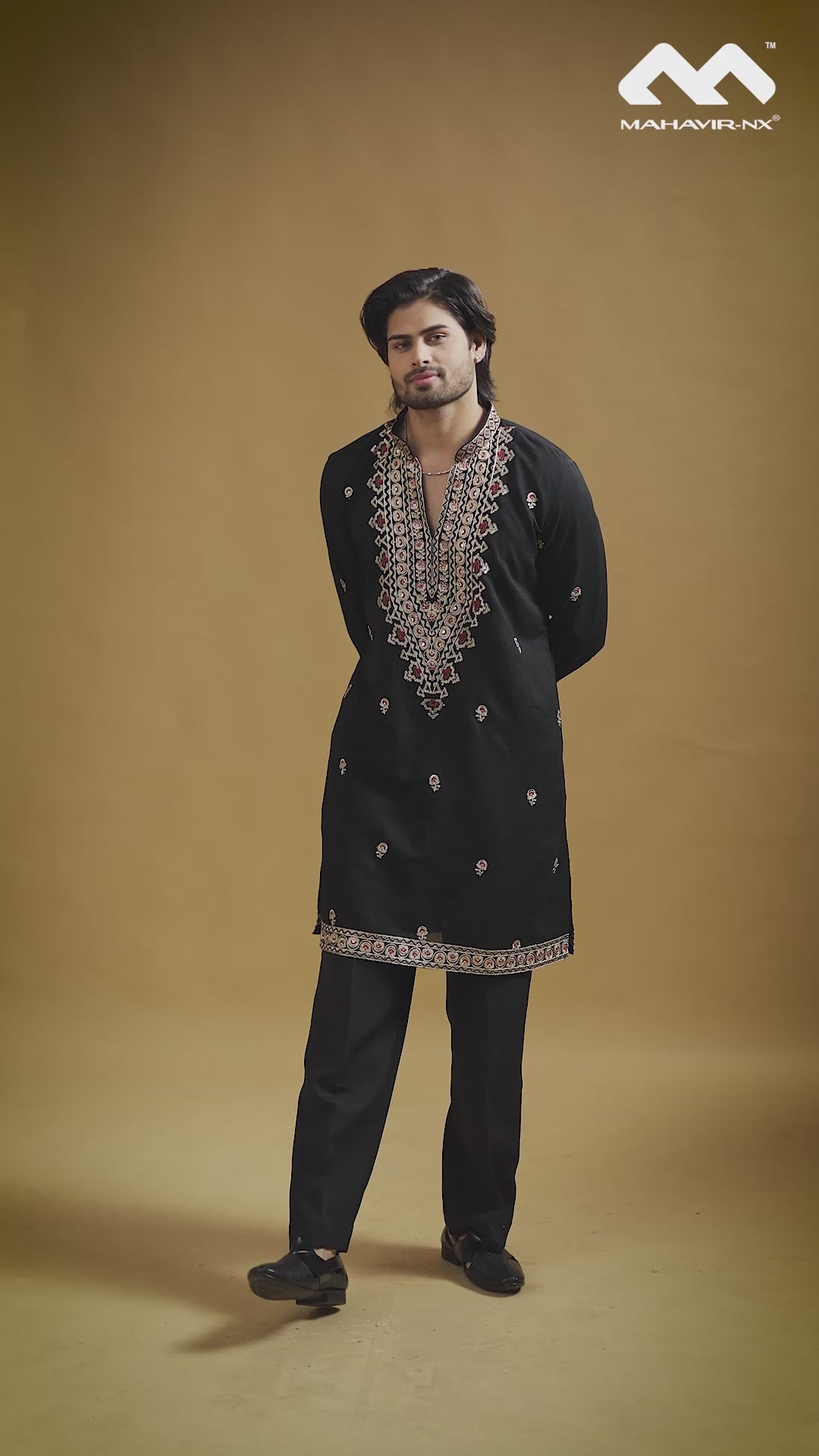 Mustard Gold Heritage Embroidered Kurta with Stole