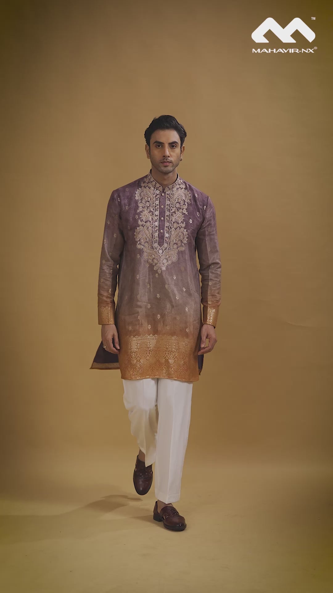 Regal Plum Paisley Embroidered Kurta Set