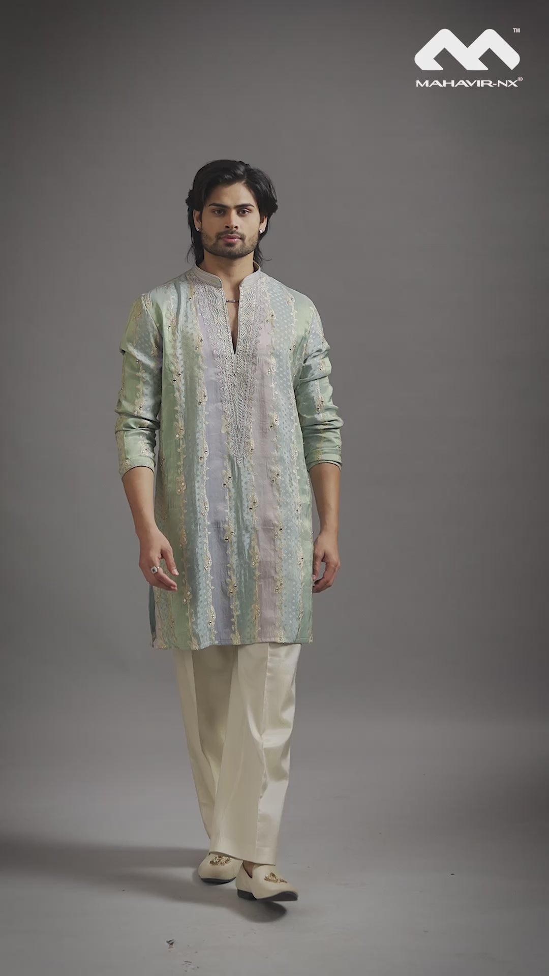 Mustard Gold Heritage Embroidered Kurta with Stole