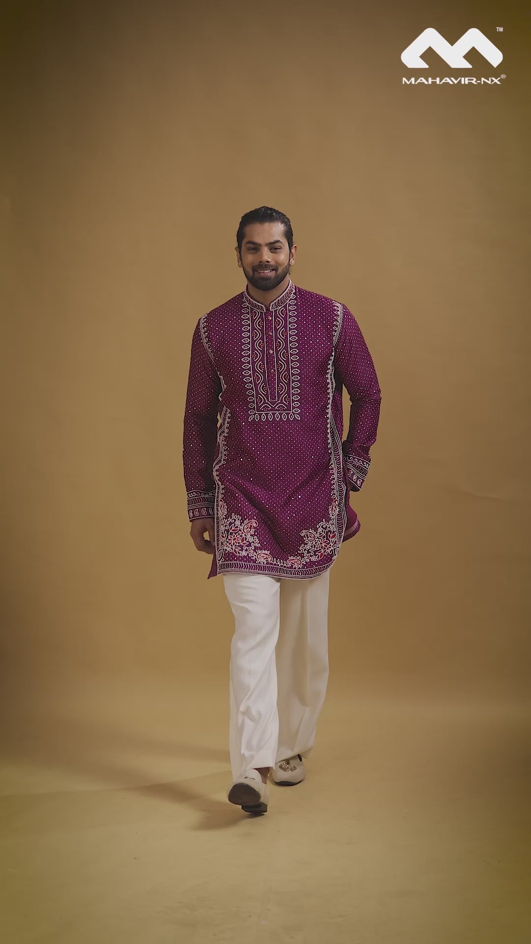Mustard Gold Heritage Embroidered Kurta with Stole