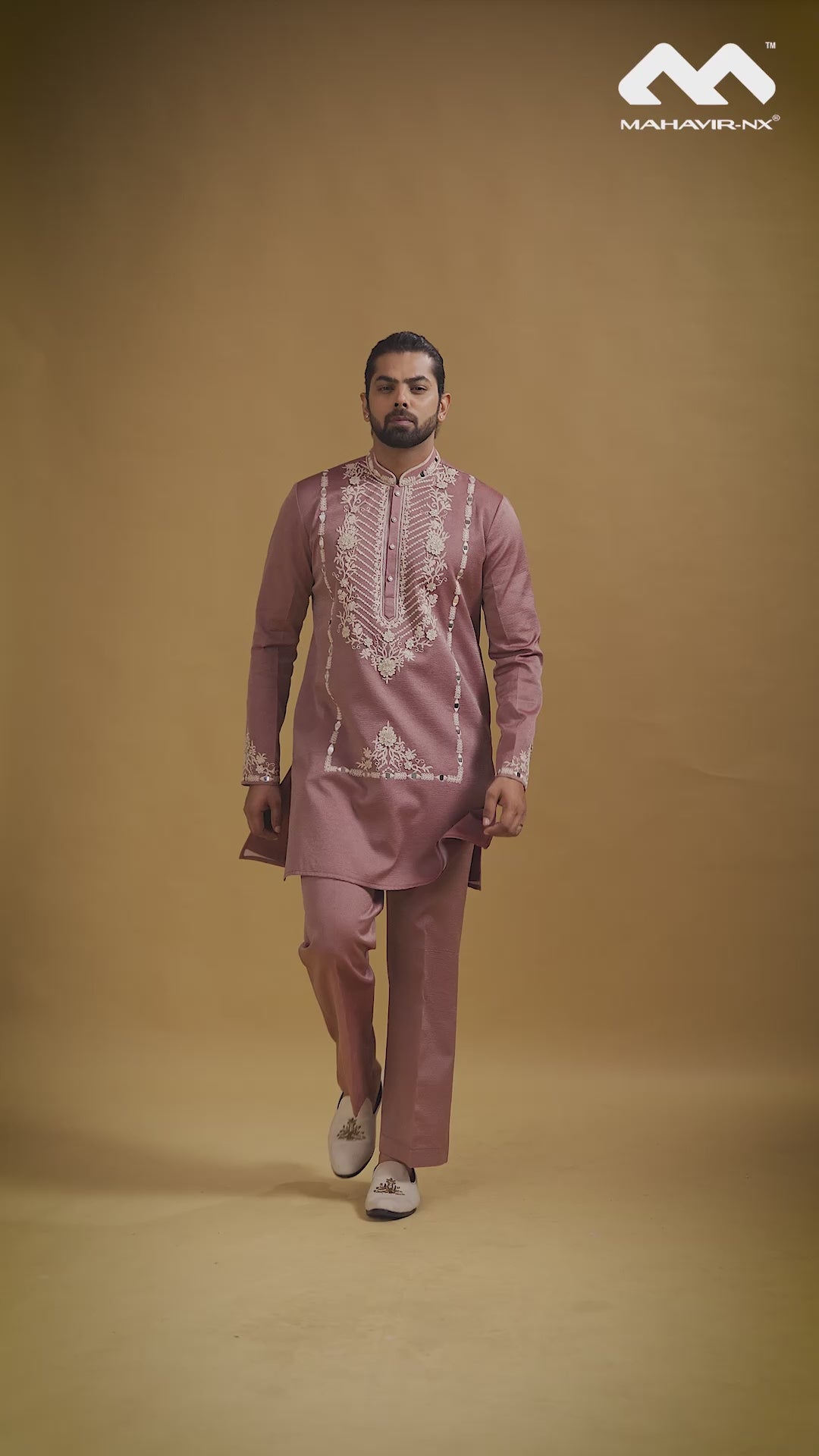 Mustard Gold Heritage Embroidered Kurta with Stole