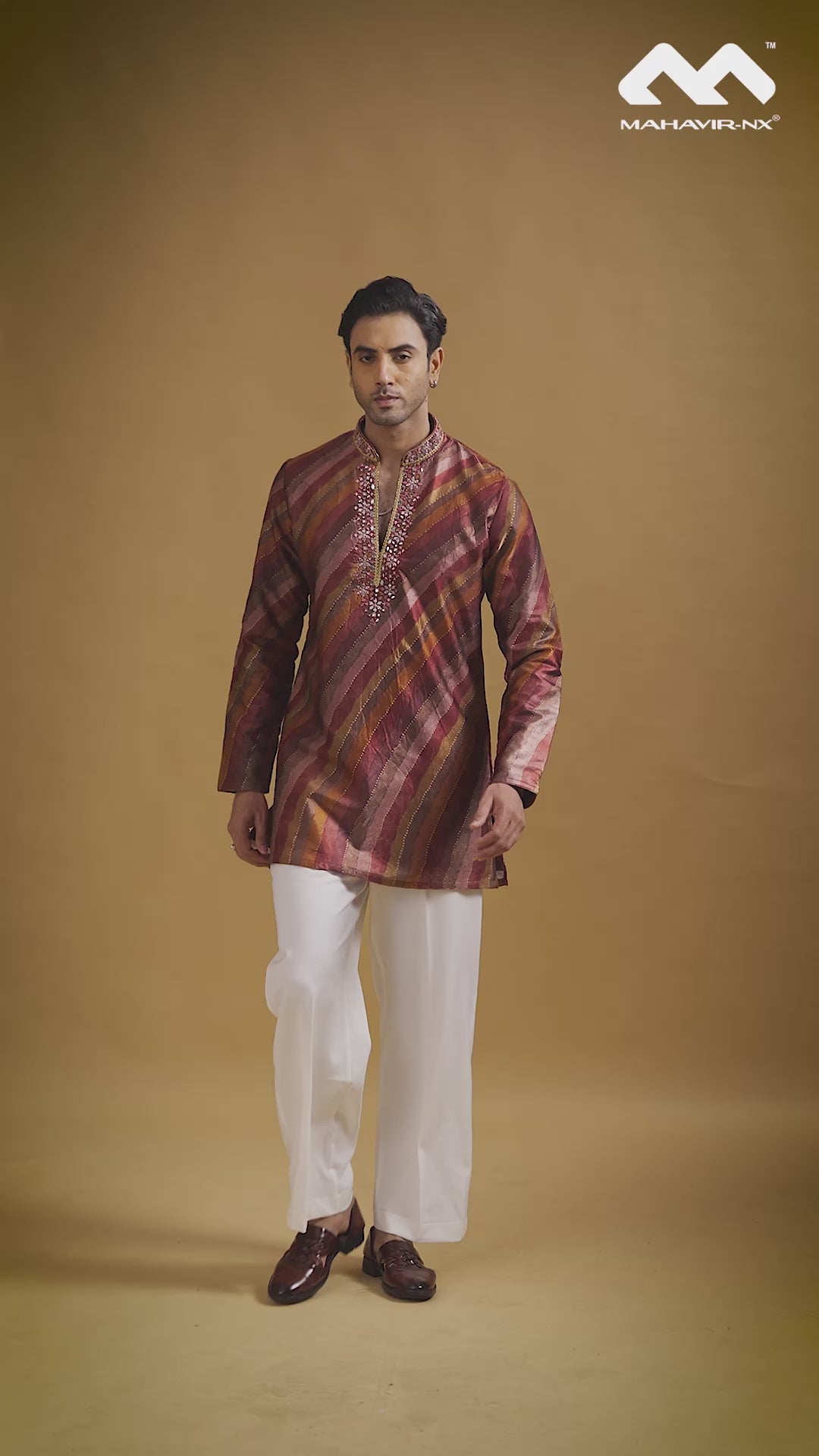 Burgundy Copper Striped Heritage Kurta Set