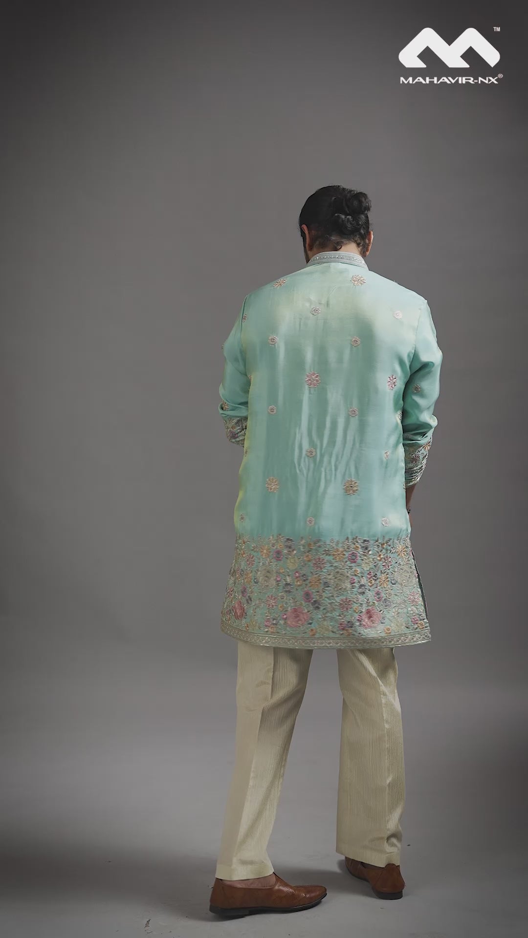 Aqua Mint Heritage Embroidered Kurta Set