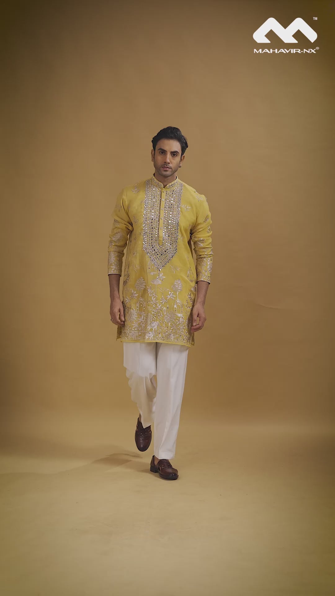 Golden Sunburst Embroidered Kurta Set