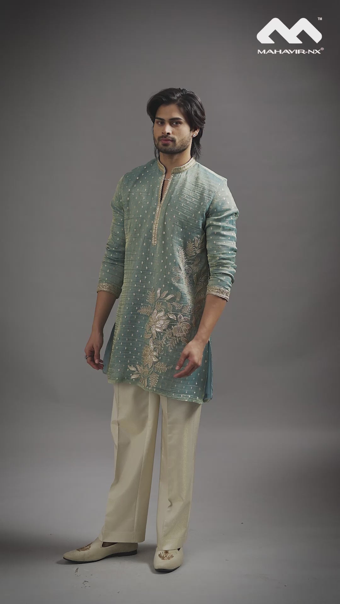 Mustard Gold Heritage Embroidered Kurta with Stole