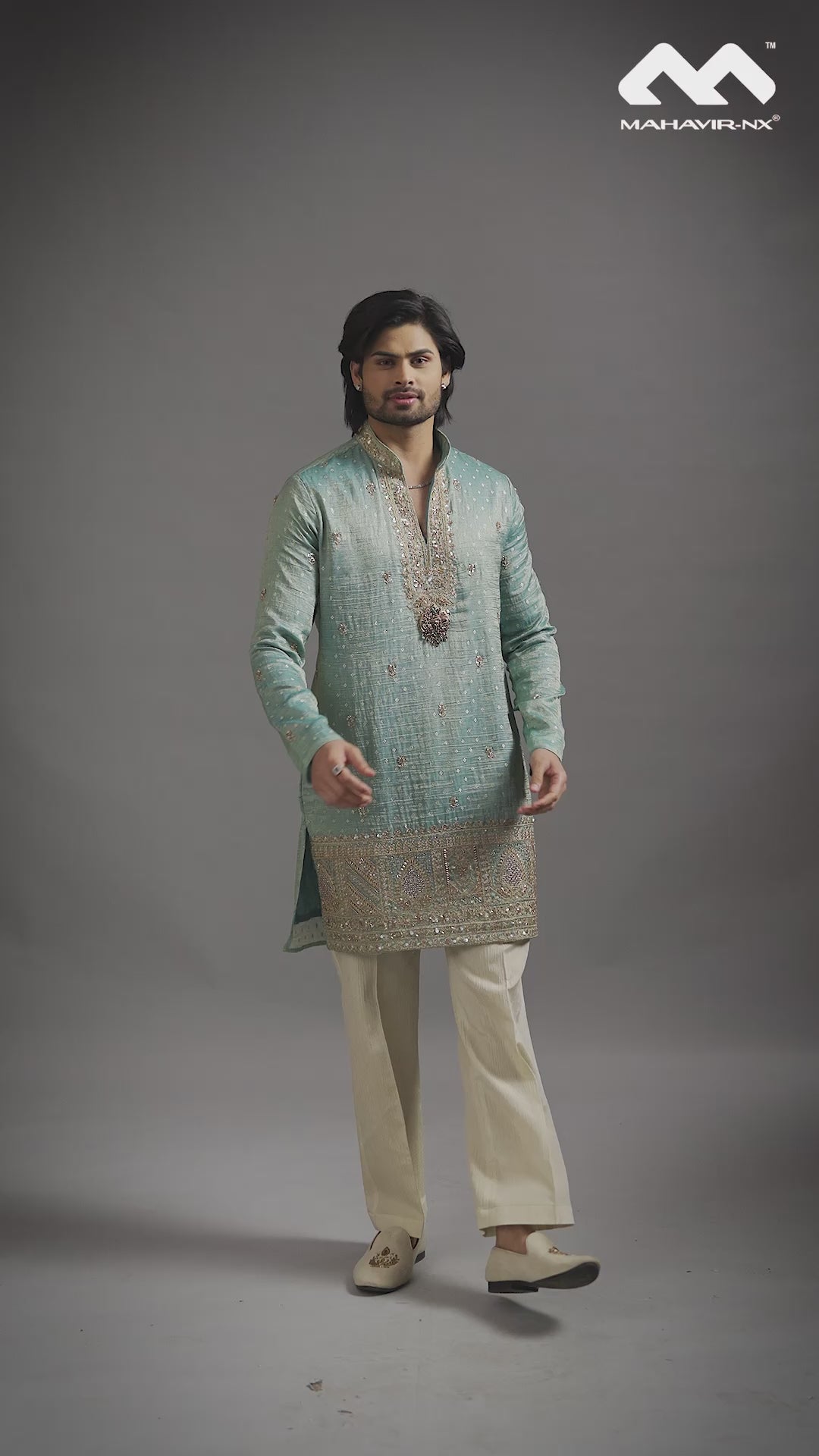 Mint Sage Regal Embroidered Kurta Set