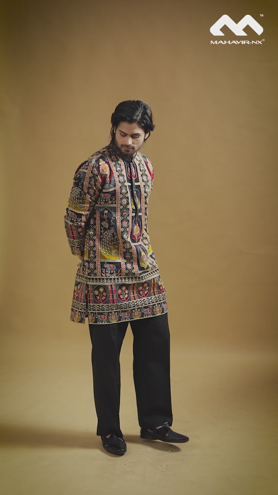 Black Regal Tapestry Embroidered Kurta Set