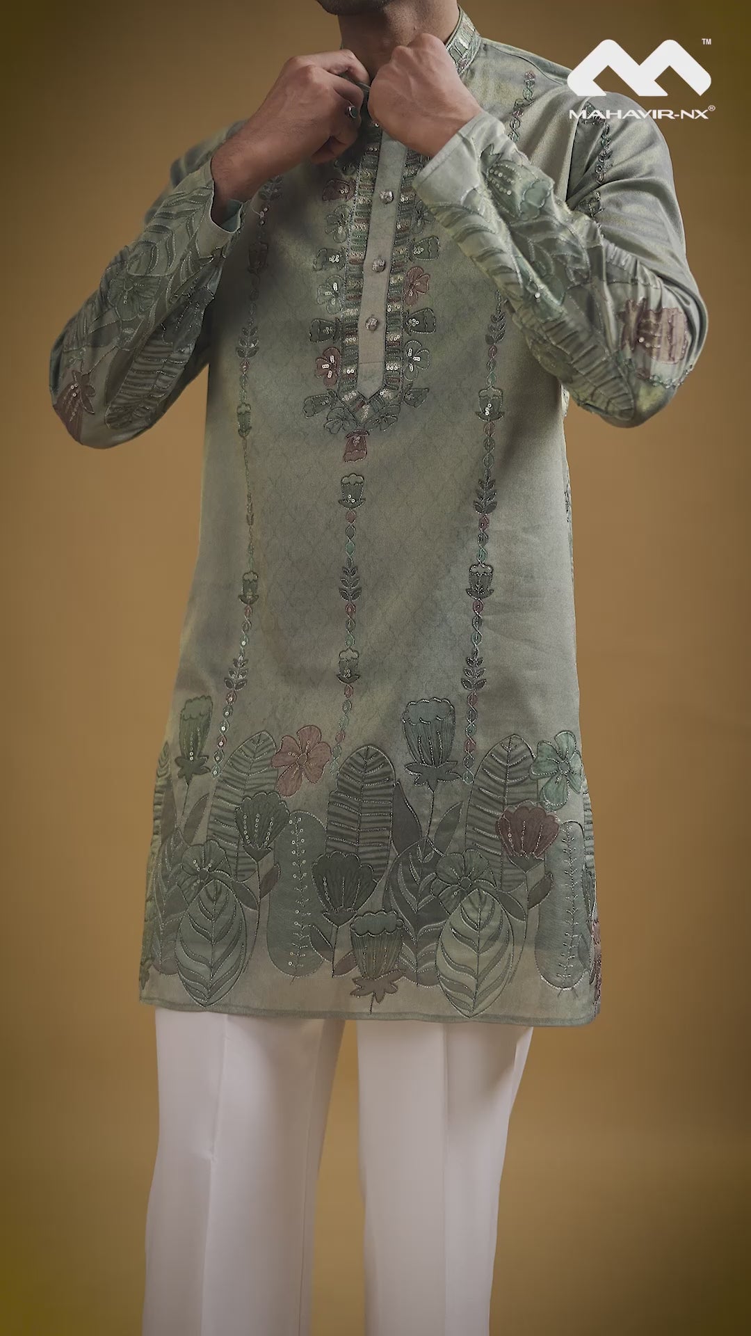 Mustard Gold Heritage Embroidered Kurta with Stole