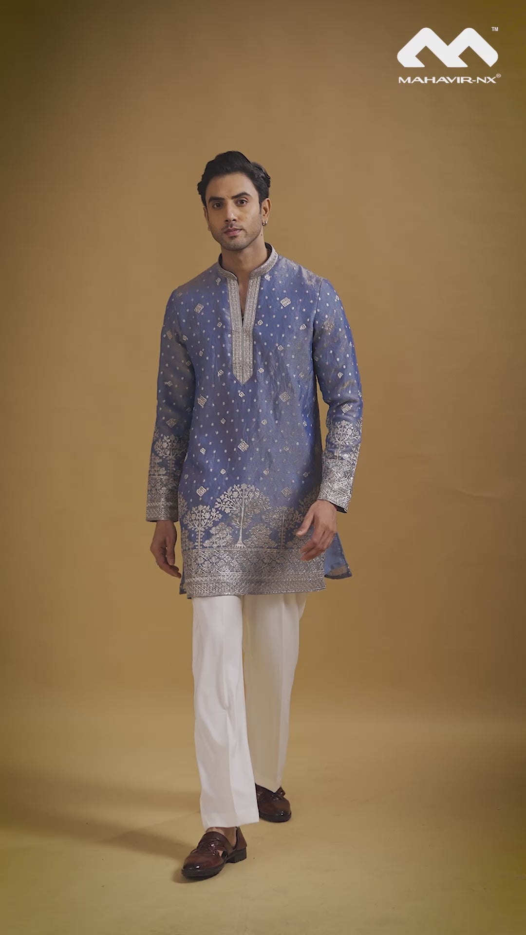 Mustard Gold Heritage Embroidered Kurta with Stole
