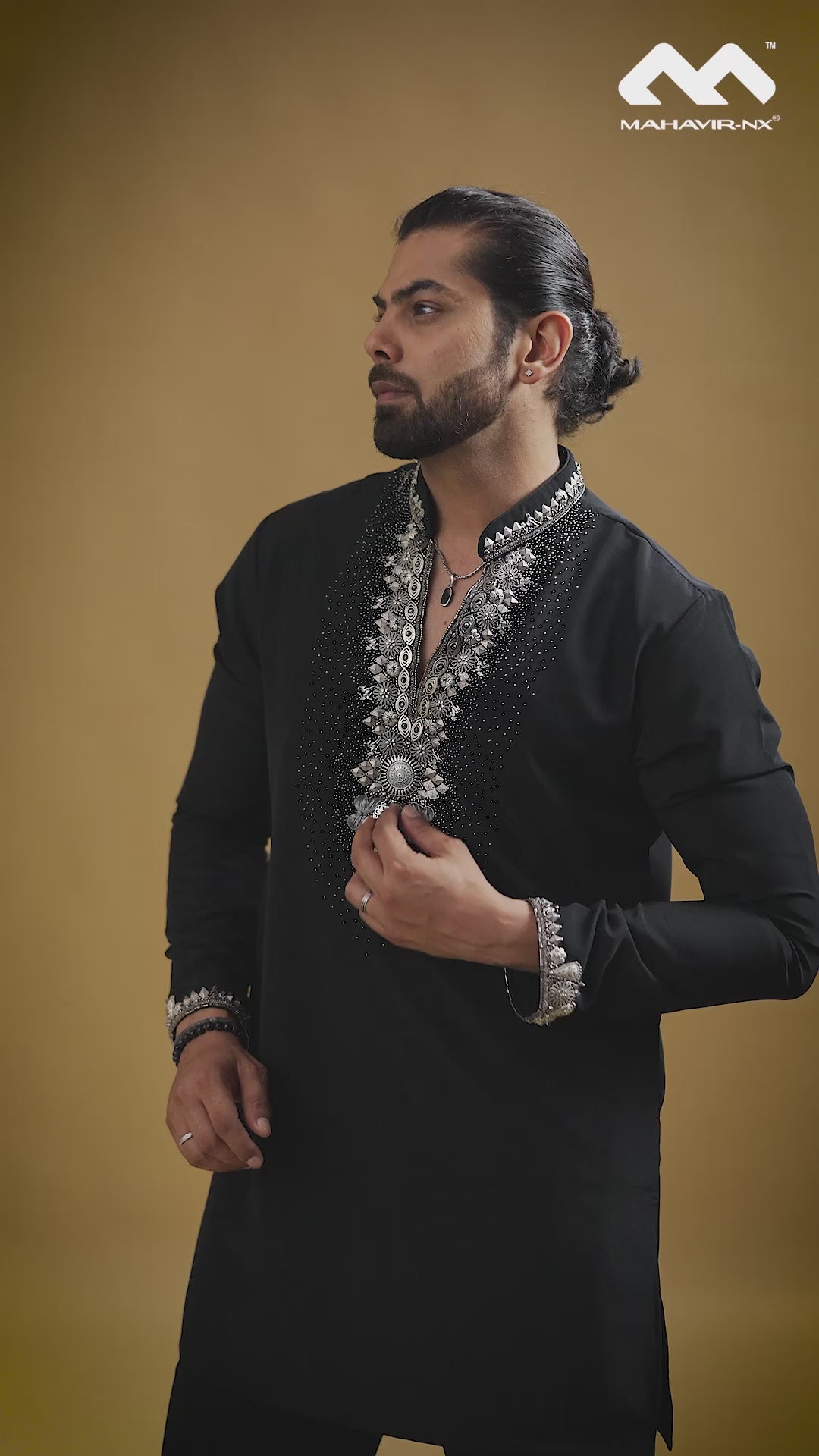 Mustard Gold Heritage Embroidered Kurta with Stole