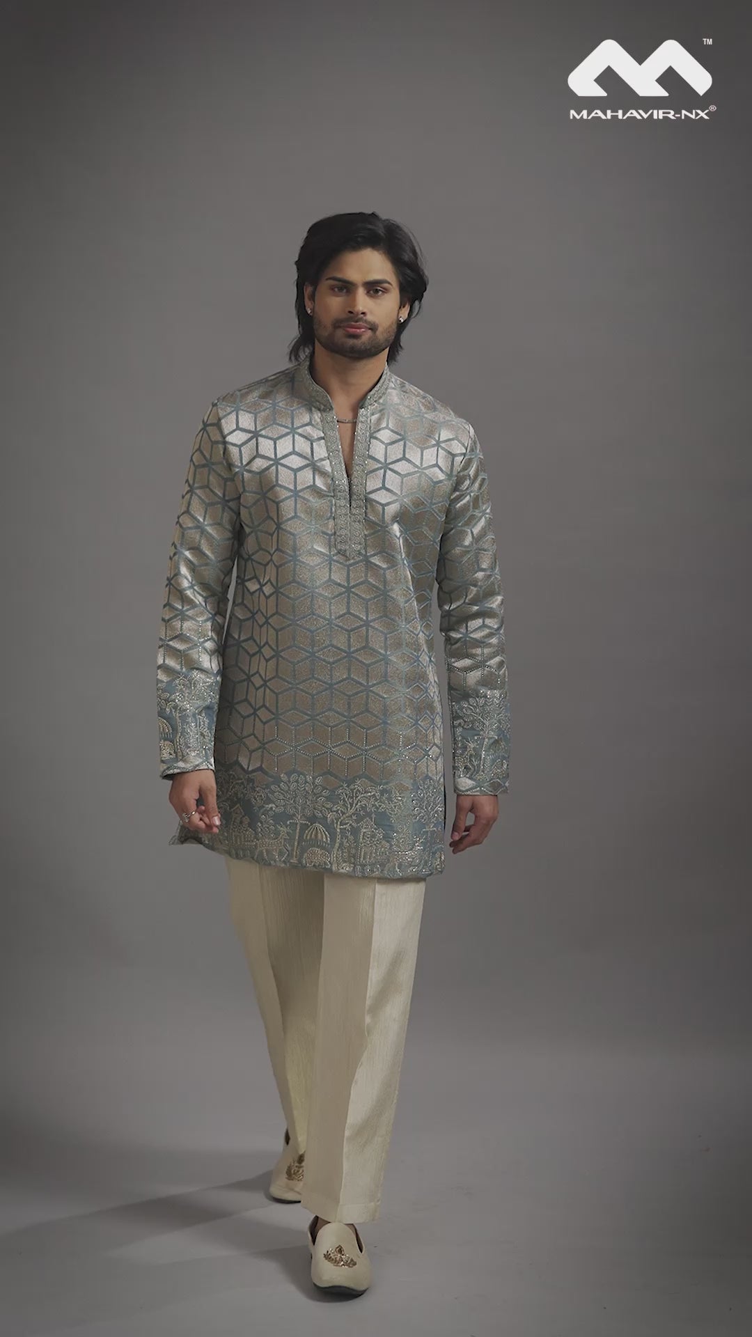 Mustard Gold Heritage Embroidered Kurta with Stole