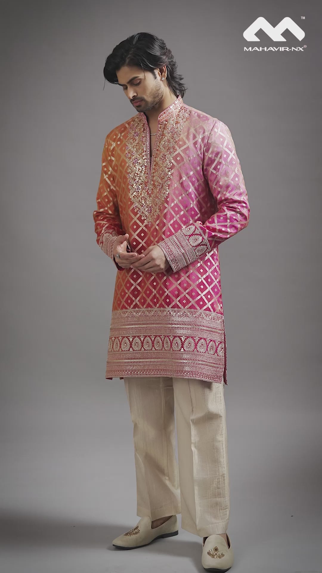 Mustard Gold Heritage Embroidered Kurta with Stole