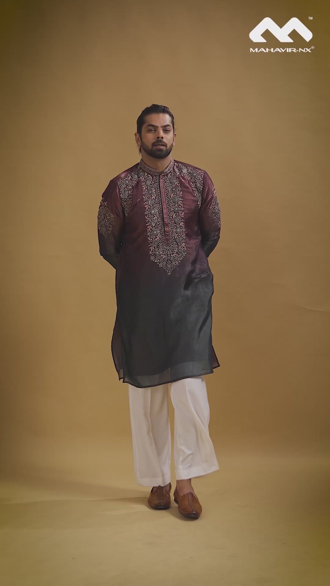 Royal Plum Ombre Embroidered Kurta Set