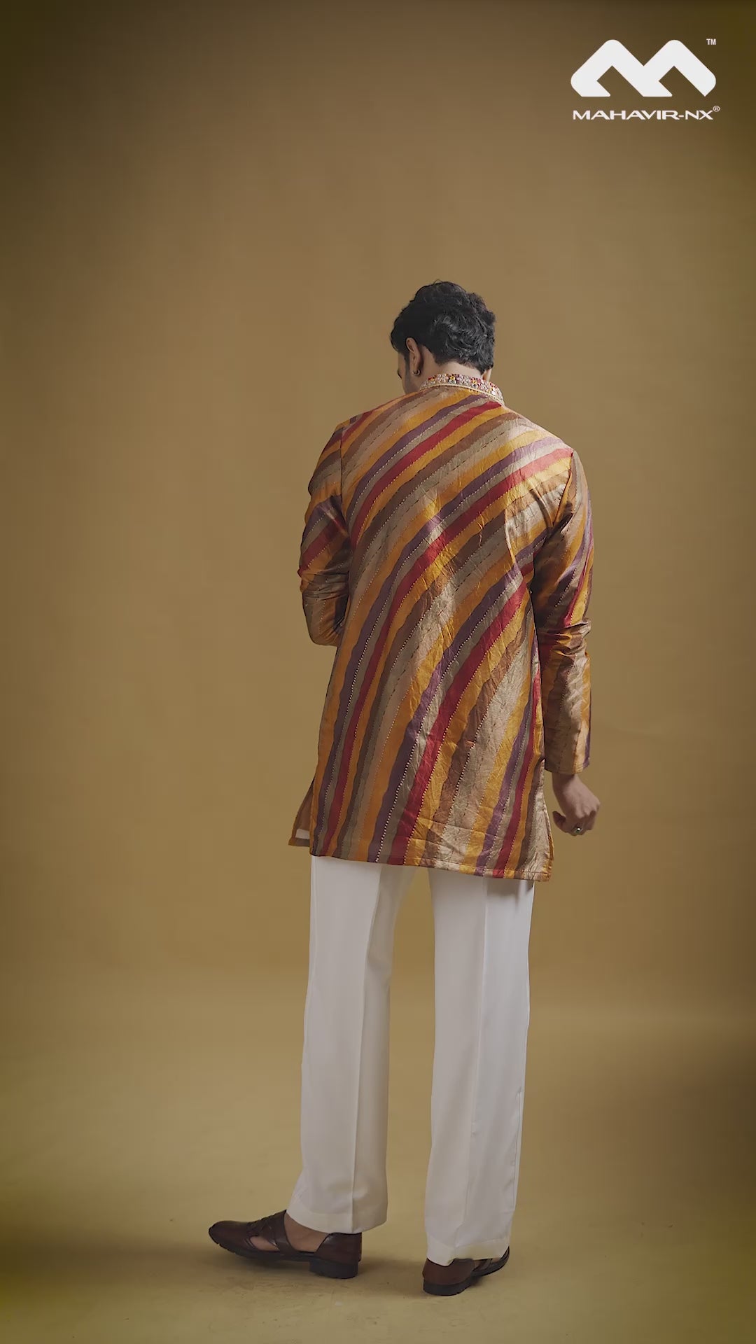 Rustic Copper Striped Heritage Kurta Set