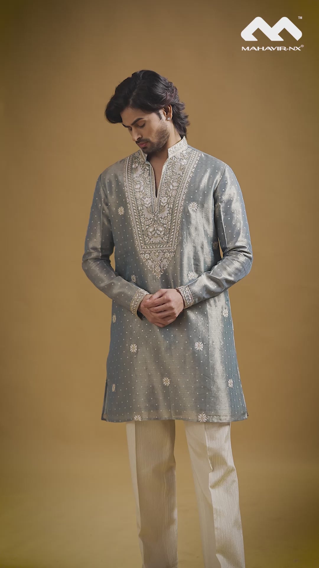Misty Blue Floral Embroidered Kurta Set
