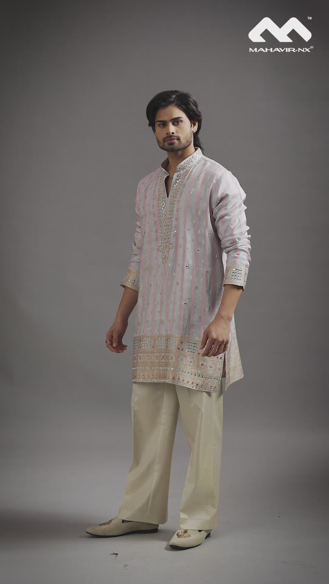 Mustard Gold Heritage Embroidered Kurta with Stole