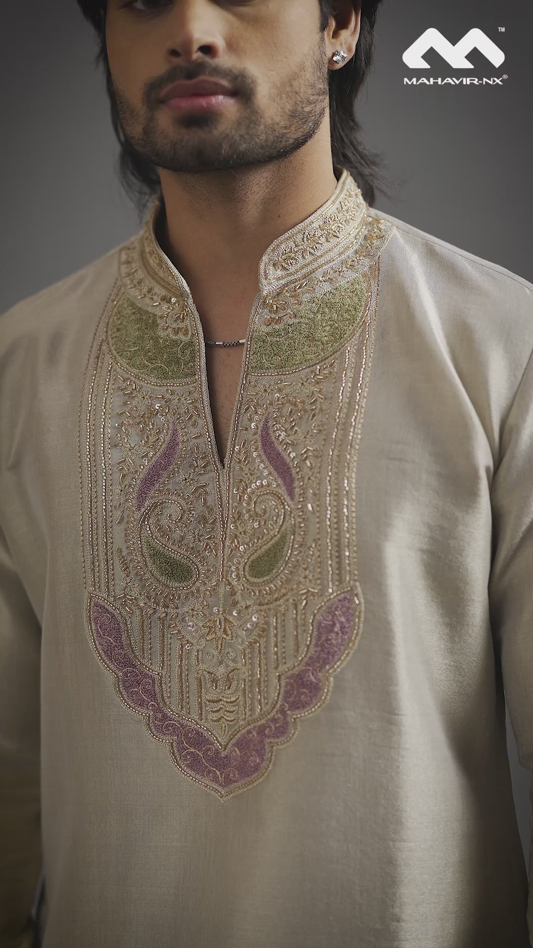 Mustard Gold Heritage Embroidered Kurta with Stole