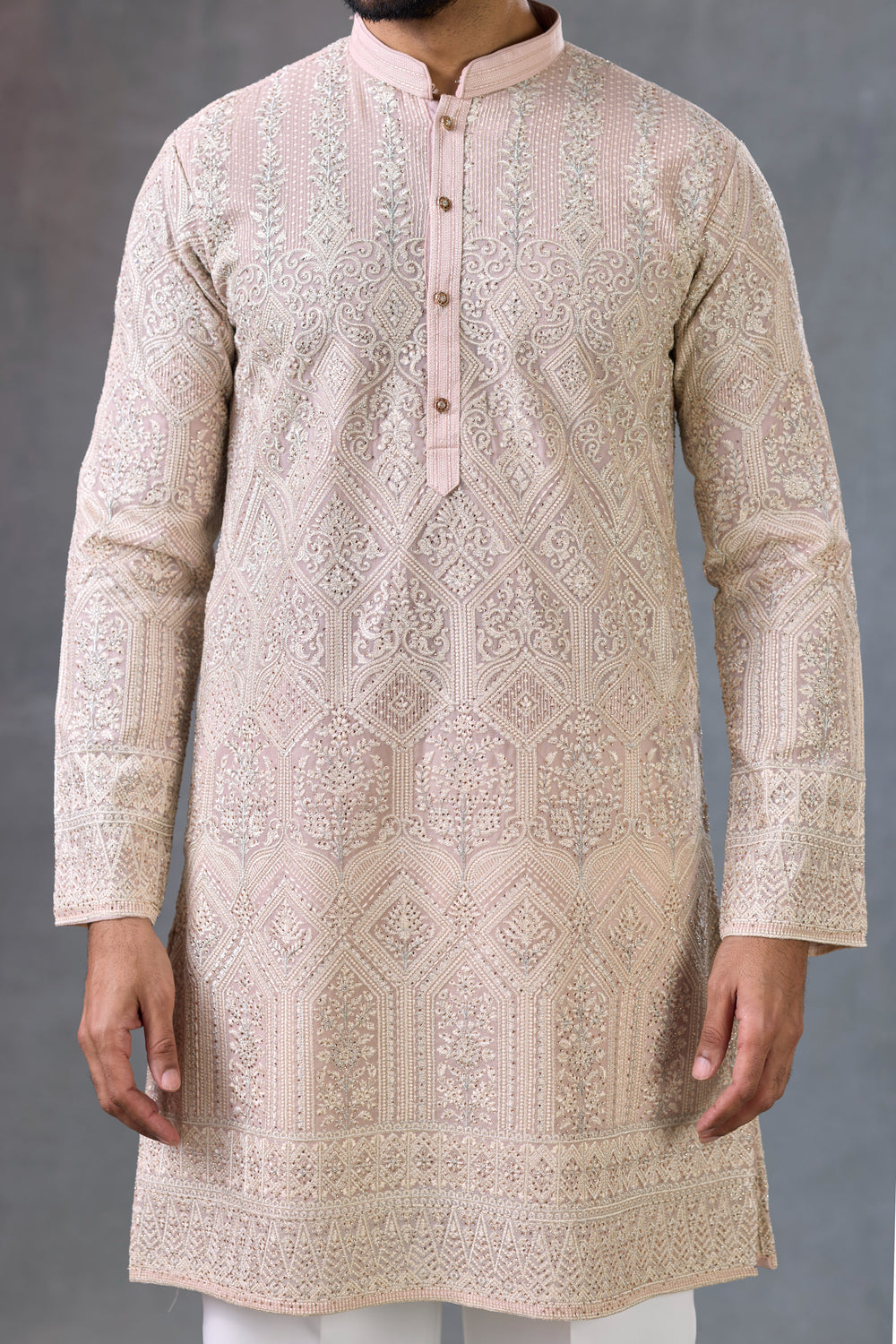 Royal Beige Zardosi Work Ethnic Kurta Set Ceremony Outfit