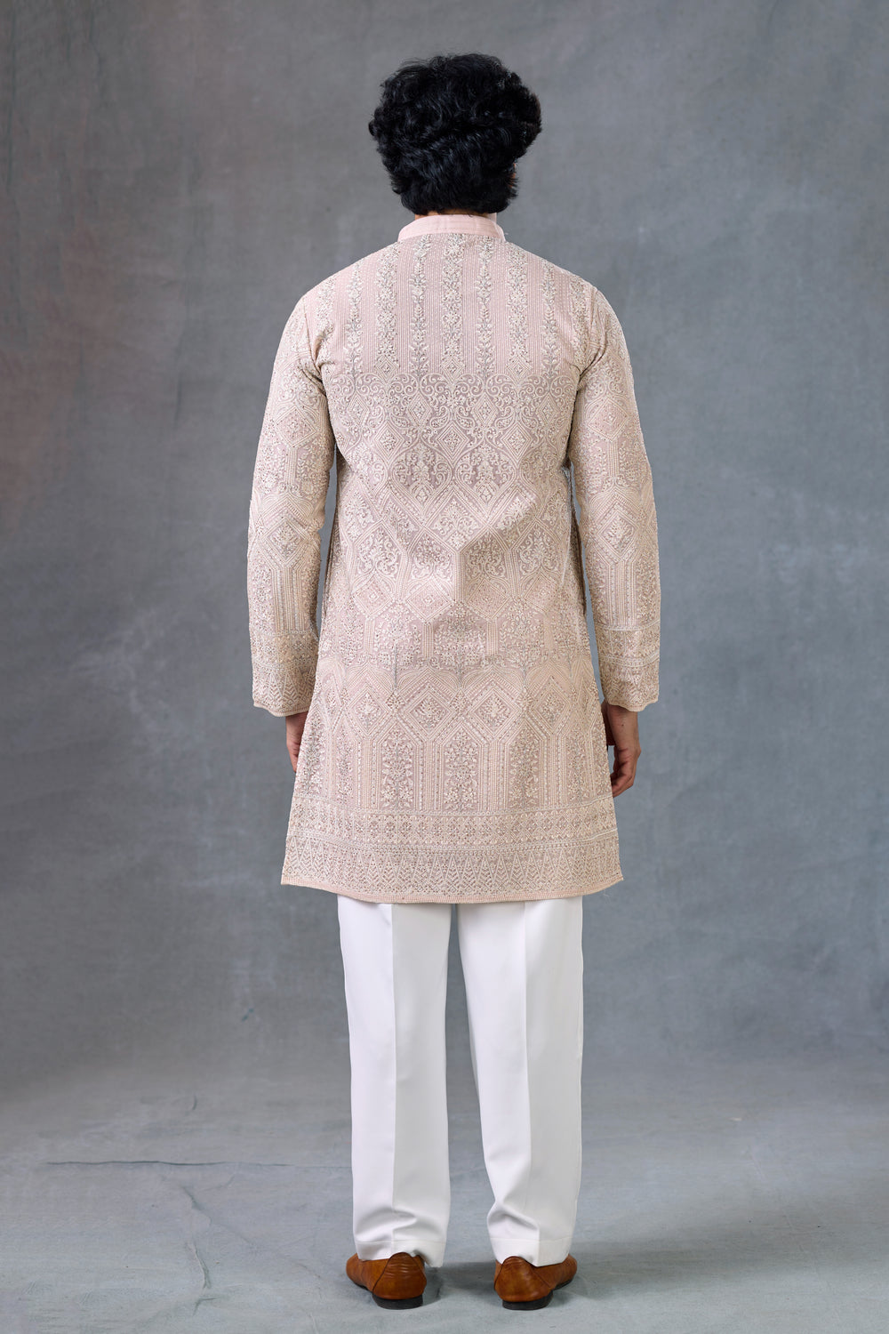 Royal Beige Zardosi Work Ethnic Kurta Set Party Wear