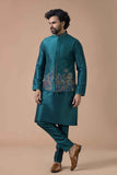 Royal Bottle Green Wedding Kurta Jacket Set