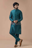 Royal Bottle Green Wedding Kurta Jacket Set