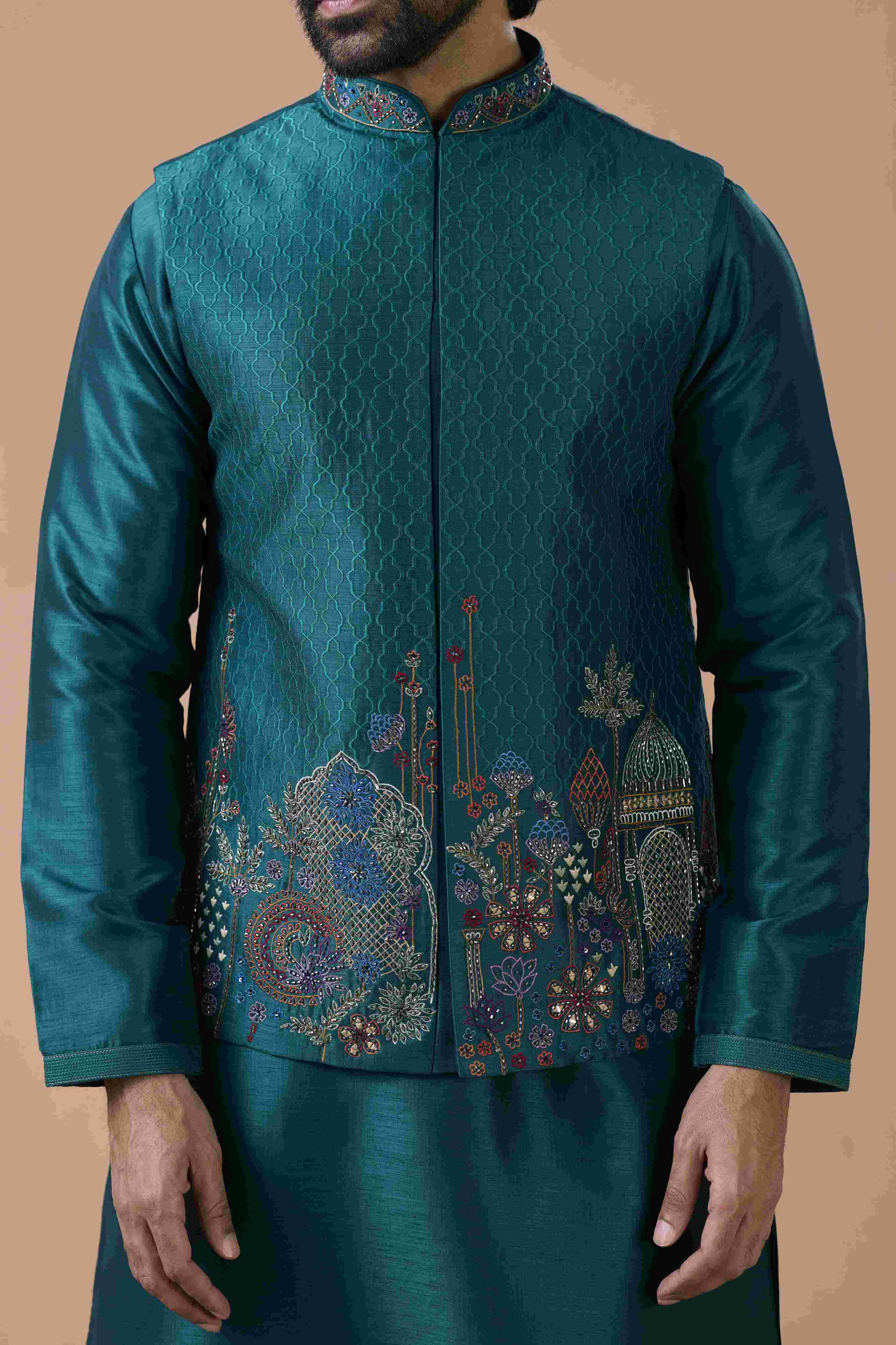 Mens Kurta Jacket Set Wedding
