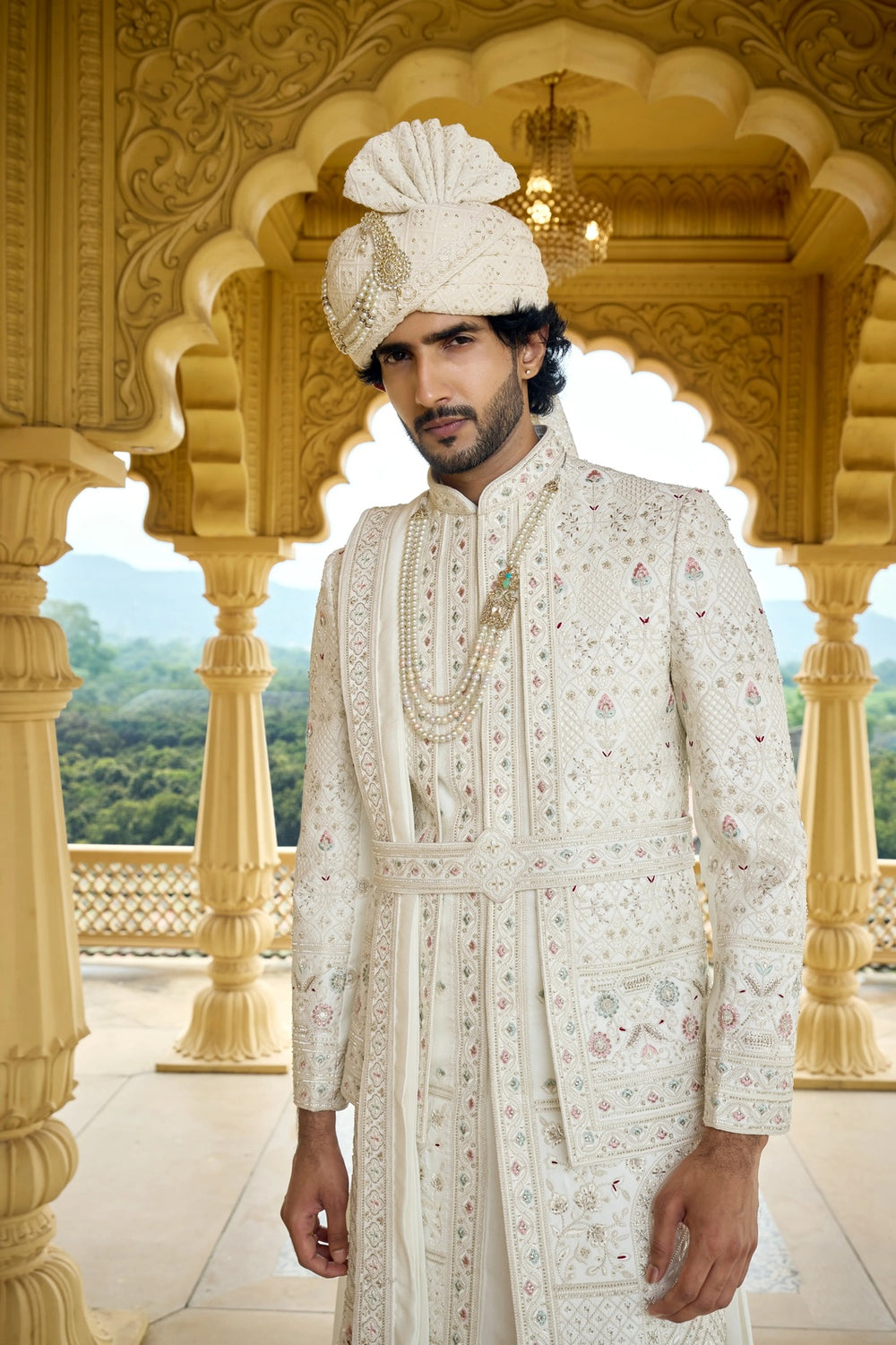 Royal sherwani - Ivory Regal Anarkali Sherwani with Dupatta