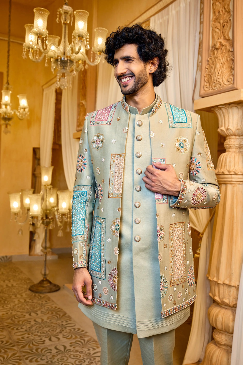 Sage Royale Patchwork Indo-Western
