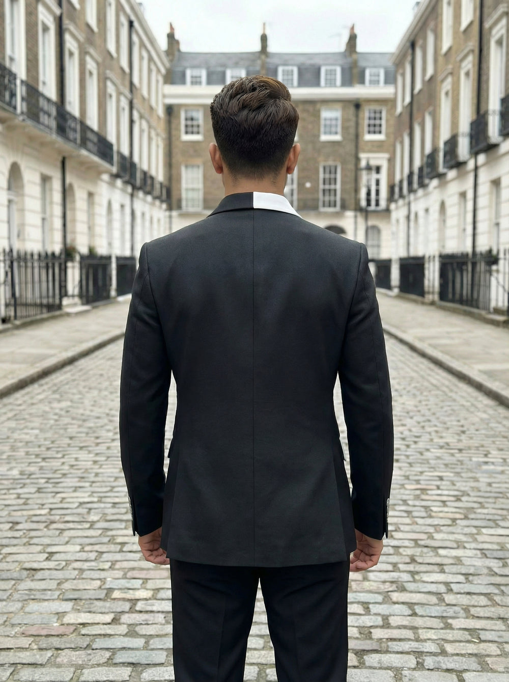 Tailored Blazer - Grey and White Designer Blazer for Men