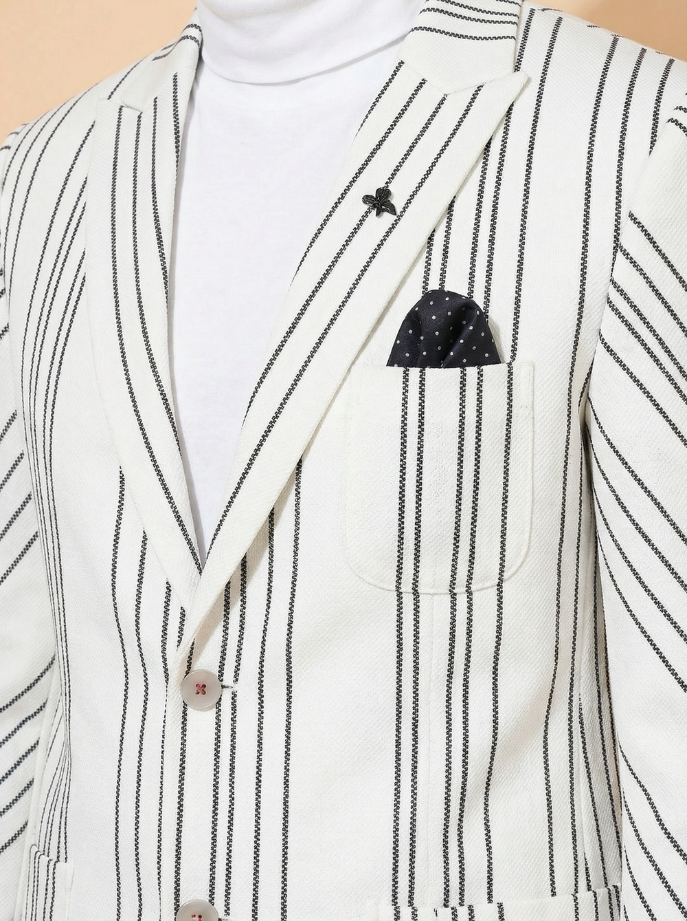 Tailored Blazer - White Striped Designer Blazer for Men