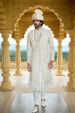 Wedding sherwani - Ivory Regal Anarkali Sherwani with Dupatta